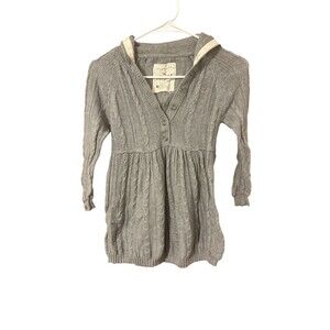 Vintage Y2K Hollister Babydoll Sweater Women Medium Grey Cable Bella Swan Hood